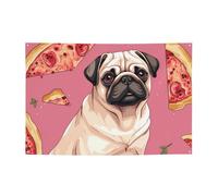 Pug Pizza Pink Banner Party Decor Backdrop Flag Birthday Party Photography Background Decoration Banners and Signs Wall Decor Banner Parties Supplies Favors 71 x 47 Inch