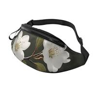 Pug Pizza Pink Fanny Pack for Women Men Fashion Waist Pack Adjustable Belt Bag for Workout Running Travelling Casual Waist Bag, White Flowers Spring, One Size
