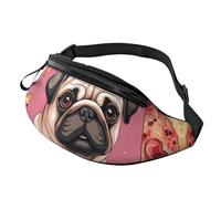 Pug Pizza Pink Fanny Pack for Women Men Fashion Waist Pack Adjustable Belt Bag for Workout Running Travelling Casual Waist Bag, Pug Pizza Pink, One Size