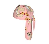Pug Pizza Pink Print Helmet Cap Quick Dry Cycling Skull Wrap Breathable Polyester Adjustable Adult Summer Beanie