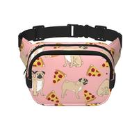Pug Pizza Pink Print Stylish and Practical Waist Bag,Adjustable,Perfect for Travel,and Outdoor Activities
