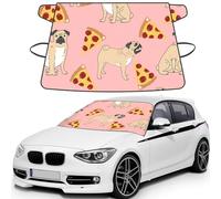 Pug Pizza Pink Print Windshield Cover, Durable 600d Oxford Waterproof Winter Windshield Protector