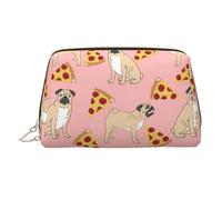 Pug Pizza Pink Printed Large Makeup Organizer Versatile Toiletry Case with Secure Zipper Closure for Women
