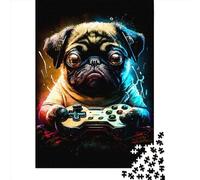 Pug Play Console Game 1000 Pieces Puzzles for Adults & Teenager Teenager Man Woman Gift 1000pcs (38x26cm)
