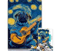 Pug Playing Guitar 1000 Piece Jigsaw Puzzles for Adults Gifts,Educational Games Home Decoration Deal As Gifts for The Whole Family (75x50cm)