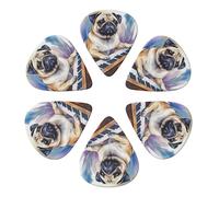 Pug Playing Piano Guitar Picks 6 Pack Thin Medium Heavy Thickness Guitars Pick For Acoustic Electric Guitar Ukulele Bass 0.71mm