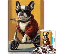 Pug Playing Skateboard Jigsaws 1000 Pieces for Teenagers,Educational Games Home Decoration Deal As Gifts for The Whole Family (38x26cm)