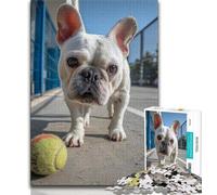 Pug Playing Tennis JigsawPuzzle 1000 Pieces for Teenagers,Stress Reliever Difficult Challenge Unique Home Decor And Gifts 75x50cm