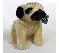 Living Nature Pug, Realistic Soft Cuddly Dog Toy, Naturli Eco-Friendly Plush, 19cm