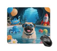 Pug Pool Drift Mouse Pad Cute Square Mouse Mat Leather Non-Slip Rubber Base Mousepad Waterproof Computer Mouses Pad for Laptop Wireless Mouses Keyboard Home Office 25 * 30cm