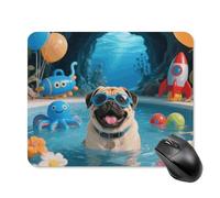Pug Pool Drift Mouse Pad Cute Square Mouse Mat Leather Non-Slip Rubber Base Mousepad Waterproof Computer Mouses Pad for Laptop Wireless Mouses Keyboard Home Office 20 * 25cm