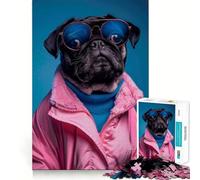Pug Portrait 1000 Pieces Jigsaw Puzzles for Adults Brain Challenge Toy Indoor Play Precise Cut Fine Art Piece (38x52cm)