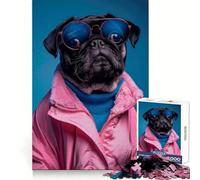 Pug Portrait 1000 Pieces Jigsaw Puzzles for Adults Brain Challenge Toy Indoor Play Precise Cut Fine Art Piece (38x26cm)
