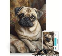 Pug Portrait 1000 Pieces Jigsaws Adults Puzzles Gifts Boost Memory Mental Relax Premium Cut Warm Surprise (50x75cm)