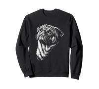 Pug Portrait Black and White Dog Lover Sweatshirt