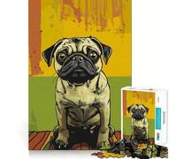 Pug Portrait Jigsaw Puzzles for Adults1000 Pieces Strong Logic Toy Tension Relief Clear Edge Premium Gift (38x26cm)