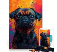 Pug Portrait with Colorful 1000 Piece Jigsaw Puzzles for Adults Jigsaw Smart Game Together Fun Image Assembly Seasonal Gift (38x52cm)