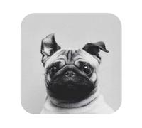 Pug Printed Coasters Set of 4, Tabletop Protection Leather Coasters for Cup Drinks Coffee Pads Beer Bar Mat Gifts, Square