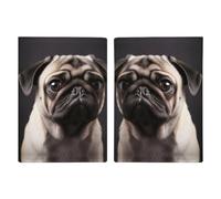 Pug Printed Passport Cover Case Passport Holder For Travel Passport Cards Protector Travel Covers Wallet Case RFID Blocking Leather Card Case for Women Men, Pug, 20.3x13.8cm, Modern