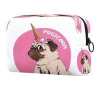 Pug Pugicorn Dog Cosmetic Bag for Women, Travel Toiletries Bags Large Makeup Handy Pouch Organiser Bag with Zipper