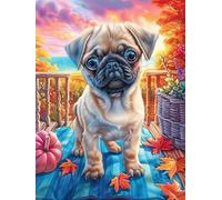 Pug Puppy in A Flower Garden 1000-piece Jigsaw Puzzle Bundle Scenery Science Fiction Family Puzzle Lovers Brain Training Mindful Activity Spring Recycled Cardboard 1000 PCS