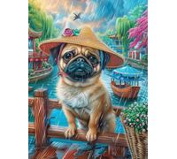 Pug Puppy in Sailor Outfit 1000 Piece Complete DIY Jigsaw Puzzle Collectors Mind Relaxation Educational Decorative Puzzle Gifts for Adults Wooden Cardboard 1000 PCS