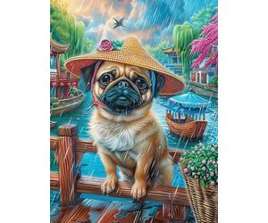 Pug Puppy in Sailor Outfit 1000 Piece Complete DIY Jigsaw Puzzle Collectors Mind Relaxation Educational Decorative Puzzle Gifts for Adults Wooden Cardboard 1000 PCS