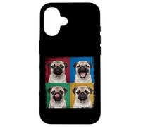 Pug Puppy Pop Art Four Quadrant Expressions Portrait Case for iPhone 16