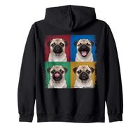 Pug Puppy Pop Art Four Quadrant Expressions Portrait Zip Hoodie