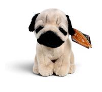 Living Nature Pug Puppy Soft Toy - 16 cm Fluffy Realistic Dog Plush, Cuddly Stuffed Animal Gift for Kids & Babies
