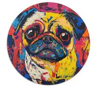 Pug Puzzle 1000 Piece Jigsaw Round Jigsaws Adults Kids Puzzles Brainteasing Impossible Challenging Puzzling Fun 1000pcs (67.5x67.5cm)