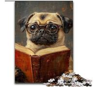 Pug Reading A Book 1000 Piece Jigsaw Puzzle for Adults Teens, Art Interesting Stress Reduction Wishlist with Santa Claus for Age 14 (26x38cm)