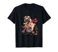 Pug Rider - Funny Pug on Dirt Bike Cartoon Design T-Shirt