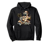 Pug Rider On Motorcycle Tropical Summer Vibes Pullover Hoodie