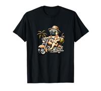 Pug Rider On Motorcycle Tropical Summer Vibes T-Shirt