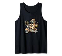 Pug Rider On Motorcycle Tropical Summer Vibes Tank Top