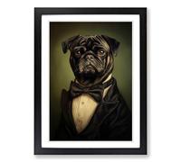 Pug Romanticism Framed Print | A2 Black Framed Wall Art | Ready to Hang | Modern Animal Picture | Living Room Bedroom Lounge Office