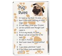 Pug Rules - Funny Pet Owner Quote - Dog Mum/Dad - Fridge Magnet - Novelty Gift