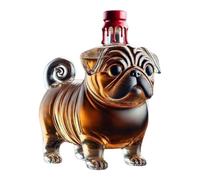 Pug Shape Whiskey Bottle - Transparent Spirits Decanter, Decorative Beverage Dispenser | Creative Accent for Vodka Brandy Beer Cocktails Enhancing Home Counter Display Presentation