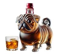Pug Shape Whiskey Bottle, Transparent Wine Dispenser Liquor Supplies, Funny Dog Statue WineDecanter Decoration, Glass Bottle Liquor Dispenser for Wine, Beer, Bourbon and Tequila