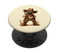 Pug Sheriff Funny Western Cowboy Pug Dad Mom Dog Lover PopSockets Adhesive PopGrip