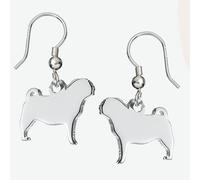 Pug Silhouette Silver Earrings
