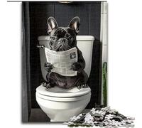 Pug Sitting on The Toilet Adult Jigsaws 1000 Piece, for And 14 Years And over Brainteaser Family Games Christmas Birthday Gifts (size 26x38cm)