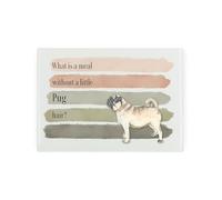 Pug Small Glass Worktop Saver - Dogs Themed Humourous Gifts - Smooth Kitchen Chopping/Cutting Board Worktop Protector with Non-Slip Feet 28.5cm x 20cm (11" x 8")