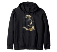 Pug Smoking Cigarette Whisky Lover Funny Dog Zip Hoodie