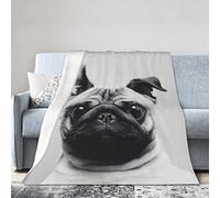 Pug Soft Micro Flannel Blanket Throw, Warm Cozy Lightweight Decorative Blanket for Sofa Couch Bed, Printed Blanket Gifts for Kids Girls Boys Women Men