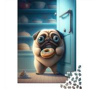 Pug Stealing Donuts Paper Jigsaw Puzzles 1000 Pieces for Adults Jigsaw Puzzles for Adults 1000 Piece Puzzle Educational Games 1000pcs (38x26cm)
