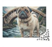 Pug Stone Arch Bridge 1000 Piece Jigsaw Puzzle Paper for Adults Jigsaw Puzzle for Family Relaxing Gift Home Decor 52x38cm/1000pcs