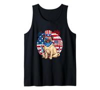 Pug Sunglasses US Flag 4th of July Patriotic Beer Lover Tank Top