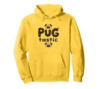 PUG tastic Adorable Dog Lovers Whimsical Pullover Hoodie, Adult Unisex, Lemon, XL